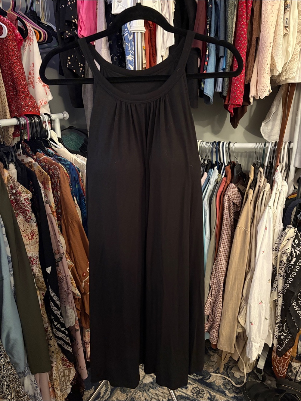 Women's Black Midi Tank Dress - Sleek Sleeveless Style